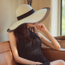 Net red new adjustable womens sun hat suitable for large round face leisure hat sunscreen beach foldable anti-UV