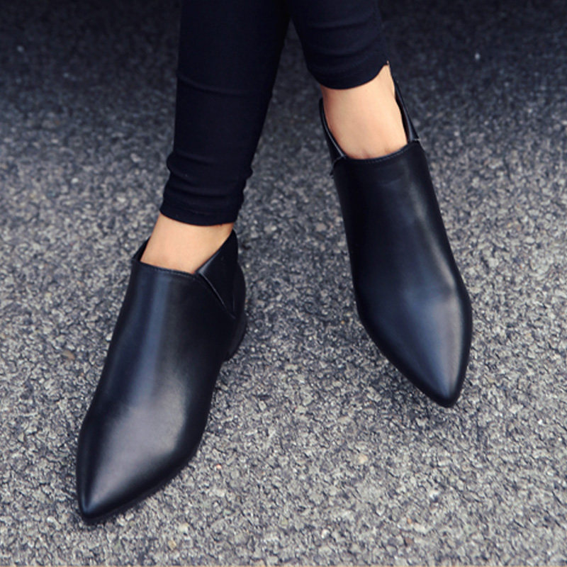 flat soft leather ankle boots