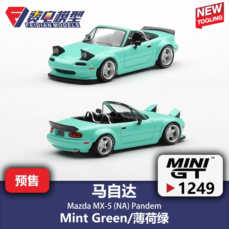 Minigt 1:64 # 1249 Mazda Mx-5 Pandem Mint Green Alloy Car Model Minigt 1:64 # 1249 Mazda Mx-5 Pandem Mint Green Alloy Car Model