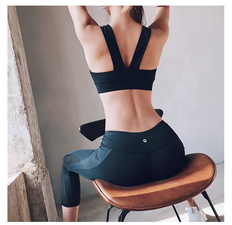Strange lực thể thao áo ngực nữ chống sốc thu thập rập khuôn phong cách vest chạy thể dục vẻ đẹp trở lại chữ yoga đồ lót bộ quần áo tập gym nữ