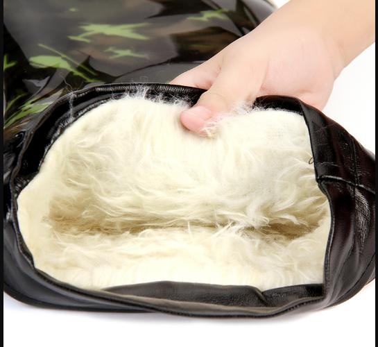 Mùa đông ấm áp mưa khởi động kéo trở lại mưa khởi động ống cao cộng với nhung overslip bông và bông nước giày khởi động camo cao su giày giày nam chống nước
