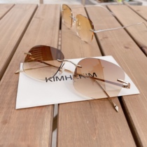 Pure Titanium Myopia Sunglasses Female Super Light Unframed Diamond Cut Edge Custom available degree Anti-UV driving ink mirror