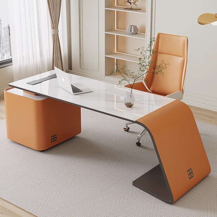 Modern Corner Executive Desk, Simple and Luxurious Minimalist Boss Desk, Slate Computer Desk, Study Writing Desk