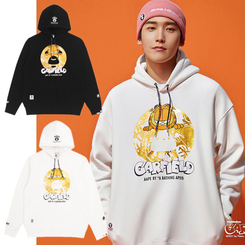 Autumn and winter AAPE tide brand hooded sweater loose plus velvet thickened loose casual ape men and women couple coat hoodie