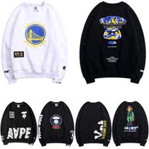 Autumn Winter Ape Tidal Ape Letters Printed Round Collar Casual Loose Ape couple headsets with velvet thickened sweaty clothing