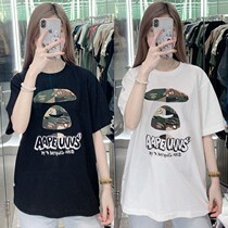 Tide-card APE Summer ape Man T-shirt Loose Casual Pure Cotton Couple Men And Women Fashion Round Collar Printed Teenagers Short Sleeves