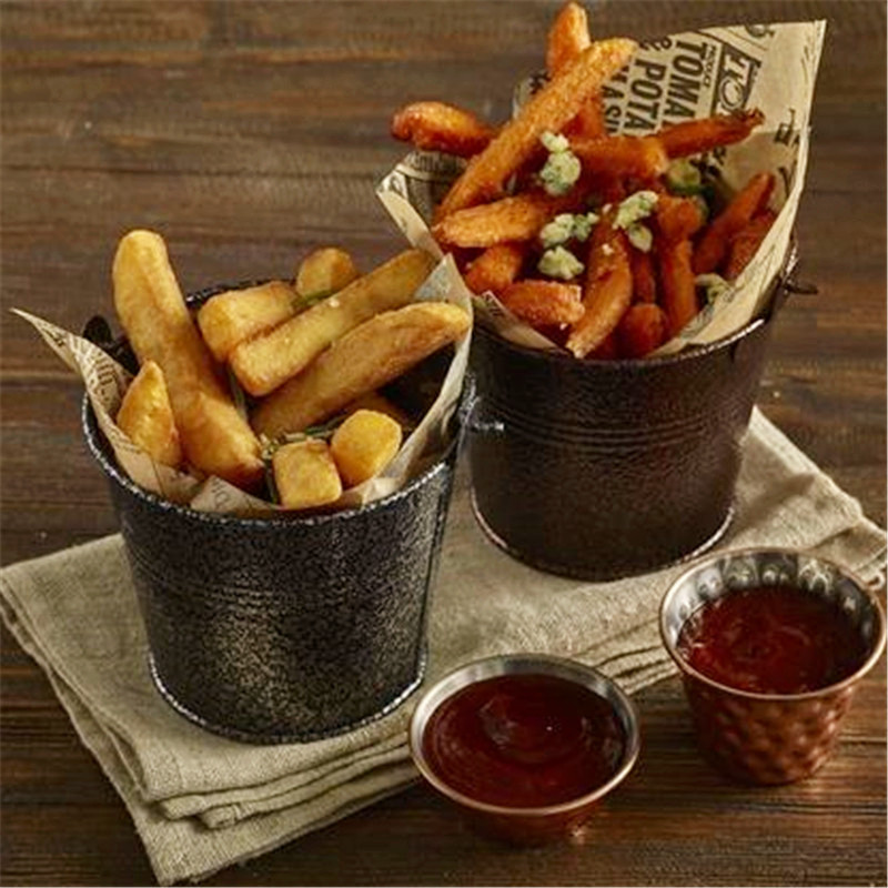 Net Red Beer Wine Barrel Stainless 304 Mini fries barrel Bar KTV Ice Bucket Black Snack Iron Barrel