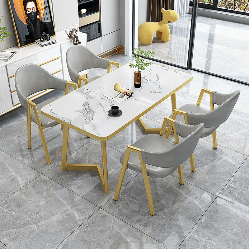 Nordic Internet-Famous Modern Minimalist Meeting Table and Chair Set, Reception and Guest Seating, Light Luxury Dining Table, Coffee Shop, Milk Tea Shop Long Table