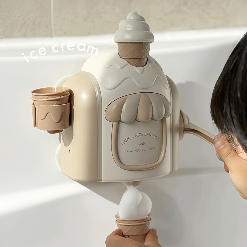 Children's Bathroom Bath Toys Simulate Ice Cream Bubble Making Machine for Infants and Young Boys and Girls to Play in the Water and Interact