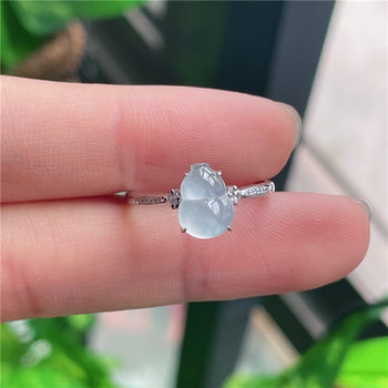 New product in september hongyu jadeite 18k gold inlaid ice seed white ice lucky gourd exquisite ring a880904