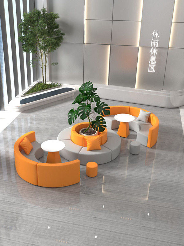 Creative Office Rest Area Training Institution Hall Reception Leisure Curved Special-Shaped Waiting Sofa Coffee Table Combination