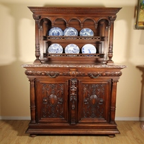 Imperial Lion Castle Western furniture 19th century Paris France made Walnut Renaissance style side cabinet