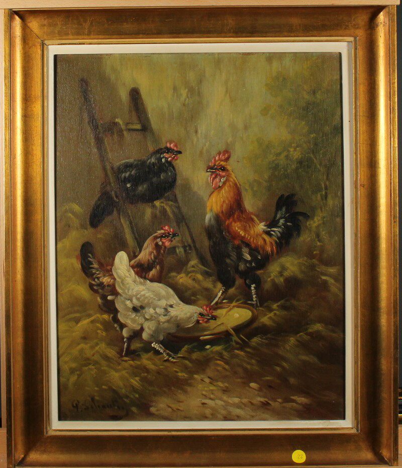 Real Lions Castle Atlantic Antique Belgian Famous Painter signed in the bottom right corner for about 1900s