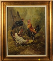 Royal Lion Castle Western Antique Signed by a famous Belgian painter in the lower right corner circa 1900s