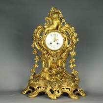 The 19th century French copper - gilded machinery clock of the Western Antique Clock of the Fort Lion Antique Europe antiques