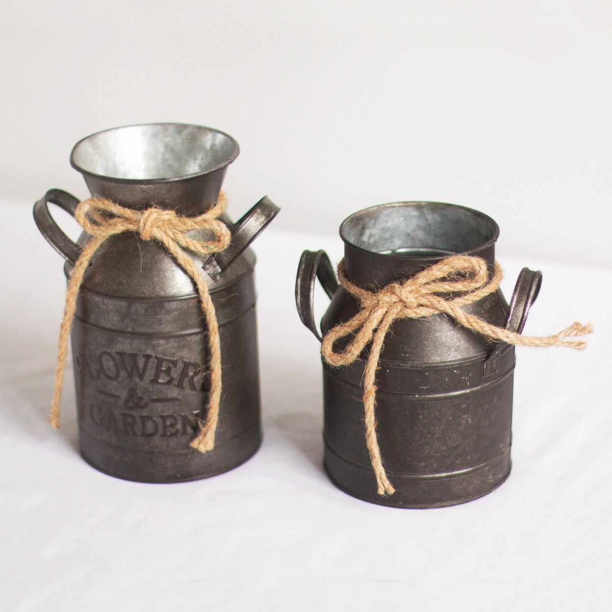 Tin Flower Pot Coffee Maker Milk Jug Iron Art Vase Flower Barrel Kettle American Floral Retro Decorative Flower Arrangement Pendulum