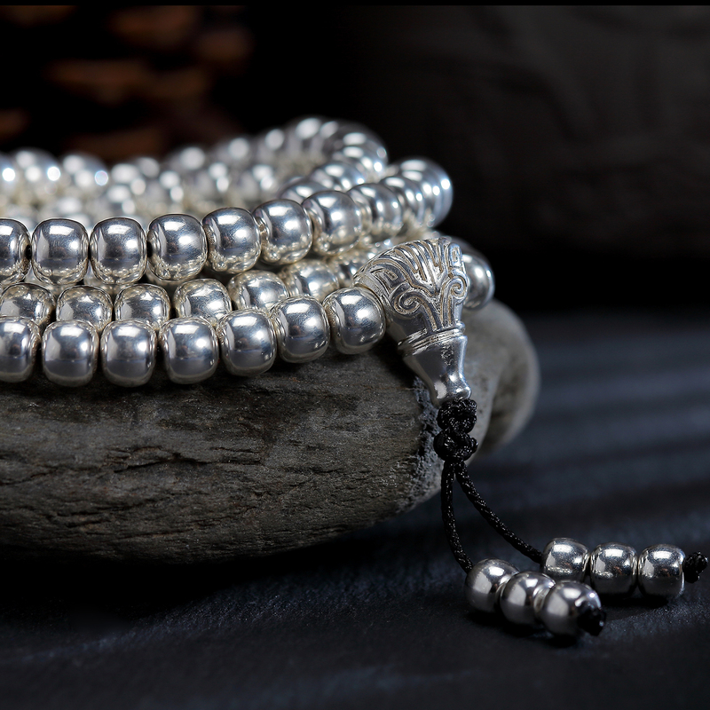 【Pure Silver 999 Old Style Beads】Old Style Beads Extreme Arc 108 Strand Chain + Pure Silver Three-Way Necklace for Play 【Pure Silver 999 Old Style Beads】Old Style Beads Extreme Arc 108 Strand Chain + Pure Silver Three-Way Necklace for Play