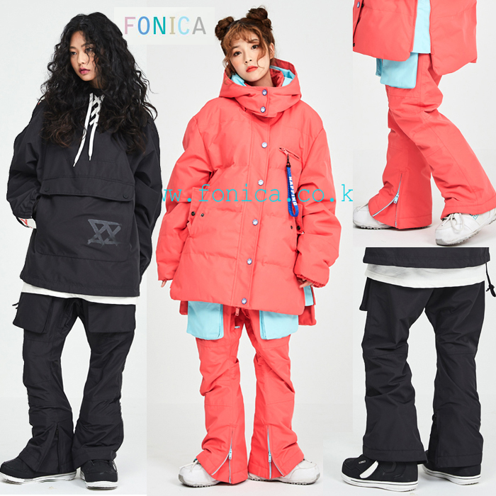 (Special offer) NAPPING Korean ski pants men's and women's single thin leg flared black pink suit