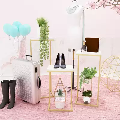 Shop window display rack window display water table decoration women's clothing store Zhongdao multi-layer shelf gold