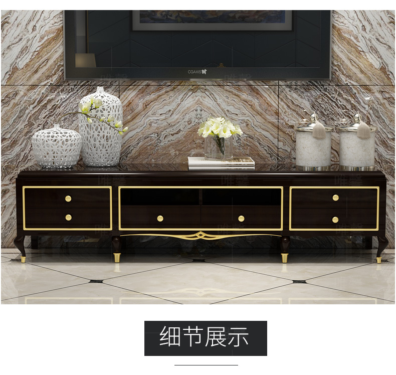 Mỹ nhẹ sang trọng gỗ rắn bàn cà phê kết hợp tủ TV đặt đơn giản nội thất phòng khách châu Âu với ngăn kéo tủ TV - Bộ đồ nội thất bộ bàn ghế gỗ phòng khách