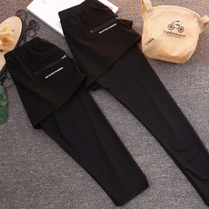 Qu Yan fake two-piece outdoor wear sports pants women's autumn running quick-drying pants Stretch tight yoga fitness pants