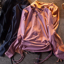 Side straps slim fitness clothes autumn running T-shirt slimming training yoga clothes quick-drying elastic sports top women