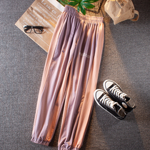 Coated cotton sports pants womens loose running pants closing toe yoga pants autumn and winter training casual fitness pants