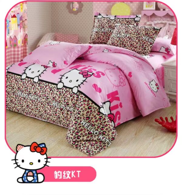 Bộ đồ giường bằng vải bông hoạt hình in ba hoặc bốn bộ giường đơn dệt đôi cho trẻ em chăn ga gối đệm khách sạn