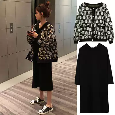2021 new autumn dress dress fat mm age-reducing wear two-piece suit large size women's foreign pie