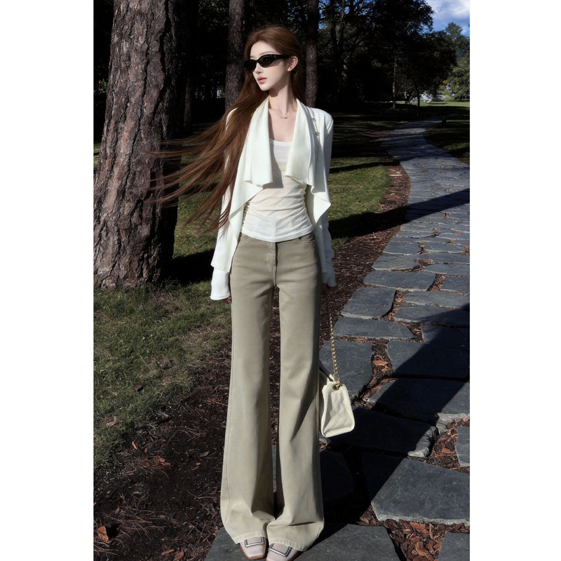 Irregular White Knitted Cardigan, Wide-Leg Pants, Three-Piece Suit for Women, Autumn Korean Style, a Complete Outfit for a Refined and Intellectual Look