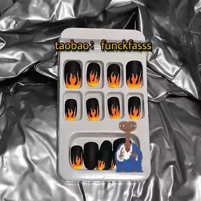 Dark European and American half-moon character flame greedy nail pieces-every box will send glue Oh