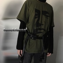Gods ears-splicing-face-printing-fake two-piece-FF homemade long t