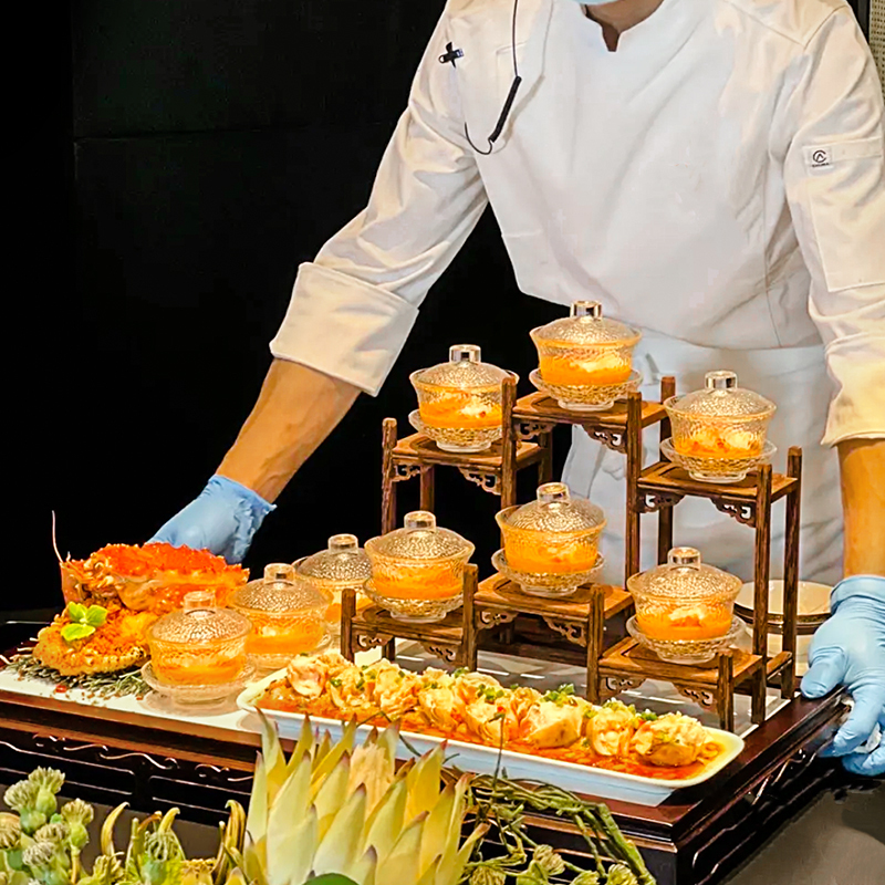 New Artistic Dish Creative Large Lobster and Hairy Crab Three-Course Plate Hotel Large Tea Tray King Crab Three-Part Tableware