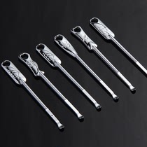 Gold Da Day Beauty Portable Stainless Steel Dig Ear Spoon Ear Tool Clean Ear Shit Buckle Ear Pickle With Keyhole