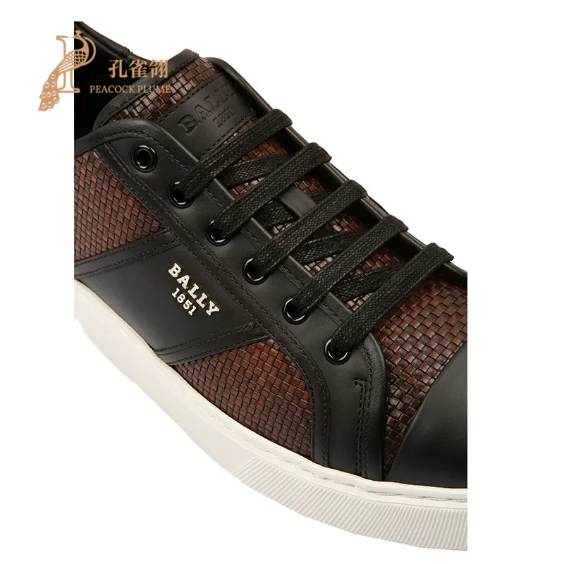 Мужские кеды Bally/ черные с коричневой ткацкой кожей, легкая, модная, повседневная обувь на шнуровке