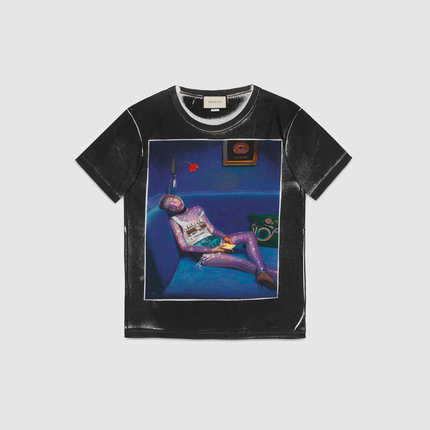 Gucci\/古奇2018新款早夏短袖纯棉宽松创意肖像
