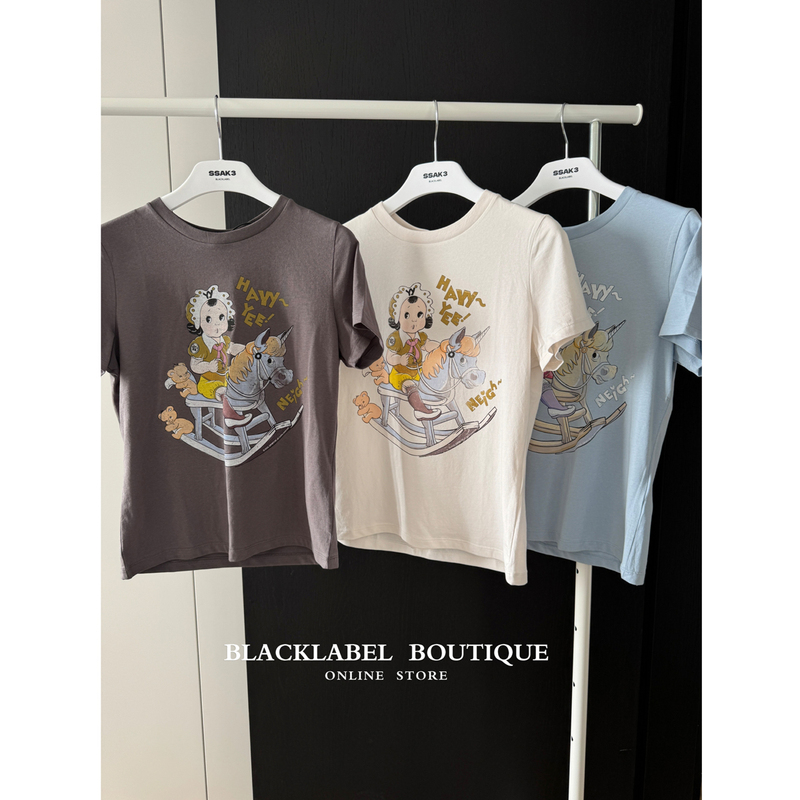 Different from the Rest of the Market ~ Year of the Horse Limited Edition Pattern 26 Early Spring New Style Tina Open Yy Short-Sleeved T-Shirt Small Fit