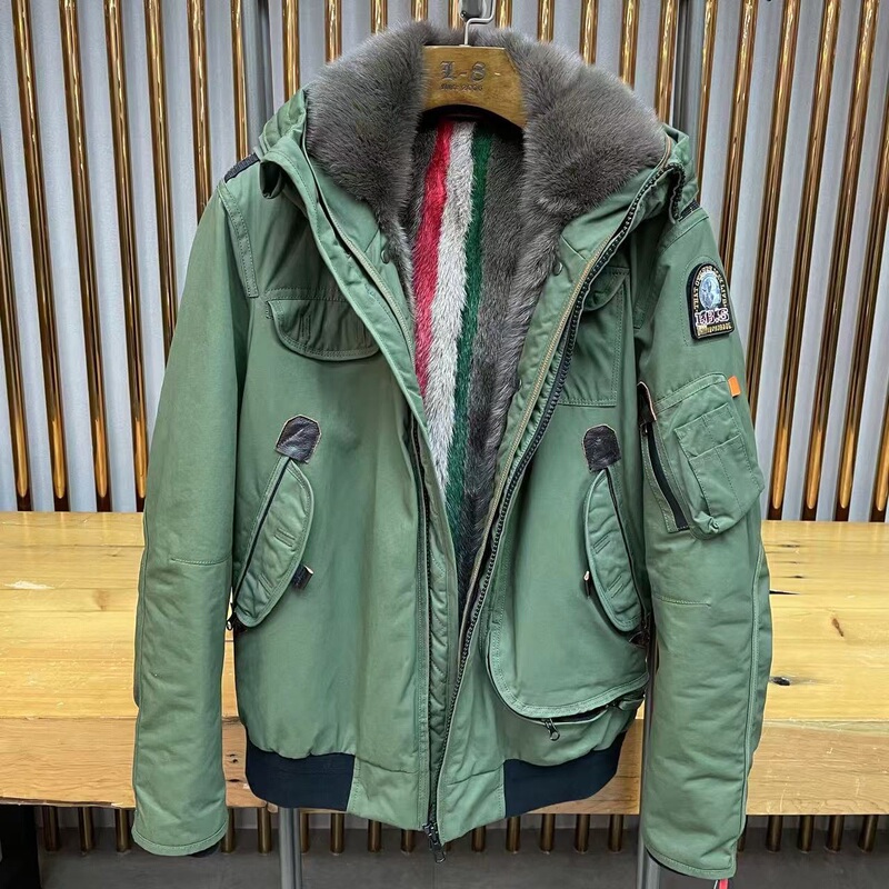 New Style Parka for Men with Mink Lining, Short Hooded Fashion Outdoor Leather Jacket, Thickened Mink Fur Coat