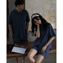 Plain series~Low-key point Na S F Elizaba summer couple pajamas women short-sleeved thin shorts men