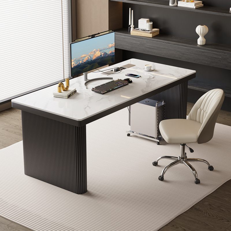 Slate Desk, Desktop Computer Desk, Can Hold the Main Unit, with Socket, Home Use, Italian Minimalist Office Desk, Modern and Simple