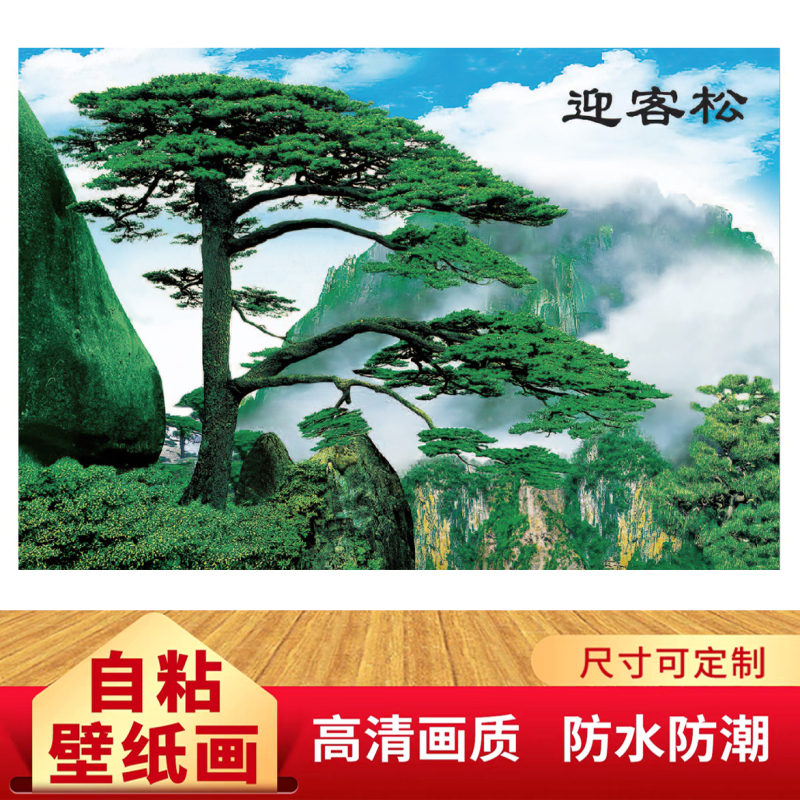 Self-Adhesive Decorative Painting for Living Room, Welcoming Pine Tree Chinese Landscape Painting, Decorative Painting for Sofa Background Wall, Living Room Wall Art Paper Self-Adhesive Decorative Painting for Living Room, Welcoming Pine Tree Chinese Landscape Painting, Decorative Painting for Sofa Background Wall, Living Room Wall Art Paper
