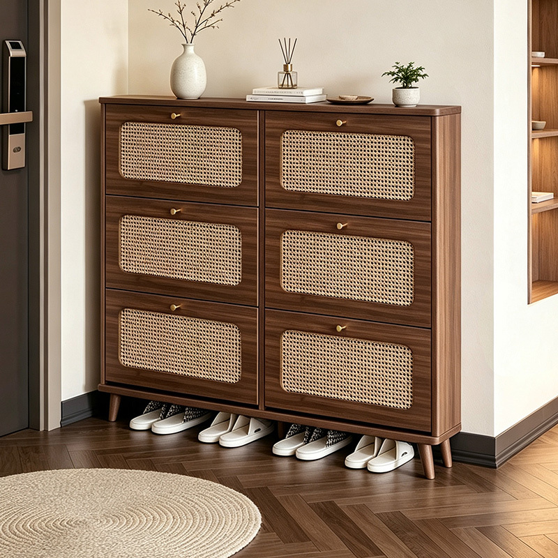 Medieval-Style Solid Wood Rattan Ultra-Thin Flip-Top Shoe Cabinet for Home Use, Suitable for Small Apartments, Hallway Entrance, Wall-Mounted Storage Cabinet Medieval-Style Solid Wood Rattan Ultra-Thin Flip-Top Shoe Cabinet for Home Use, Suitable for Small Apartments, Hallway Entrance, Wall-Mounted Storage Cabinet