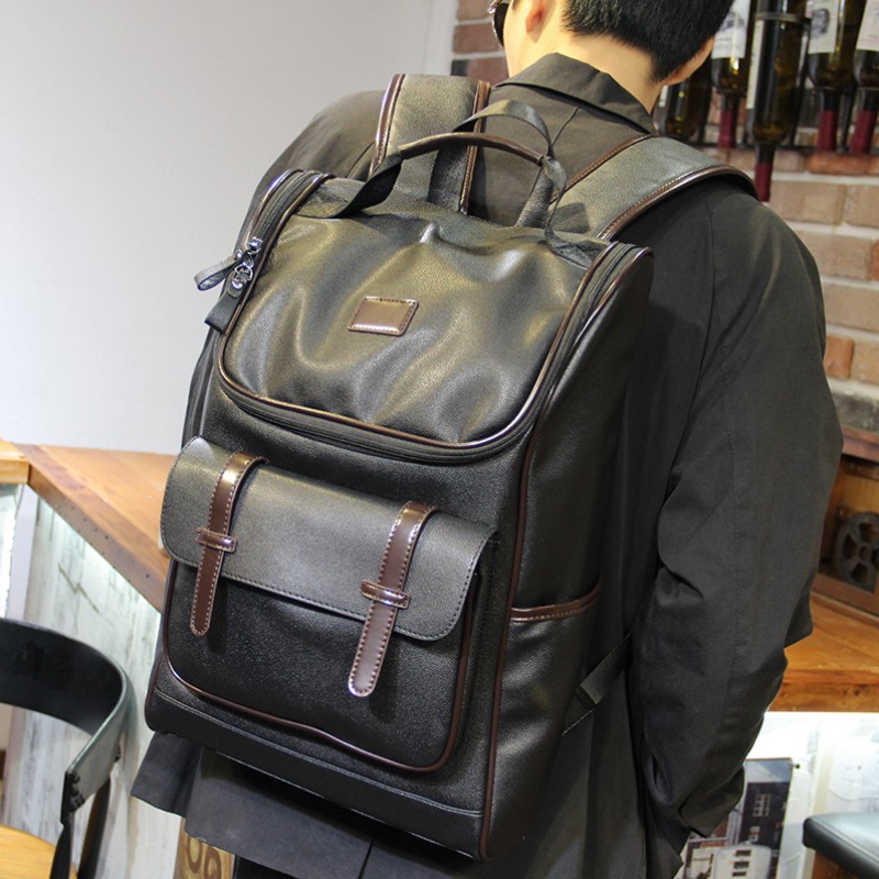 European and American large-capacity business trip travel bag leather outdoor mountaineering bag youth fashion computer backpack leisure school bag