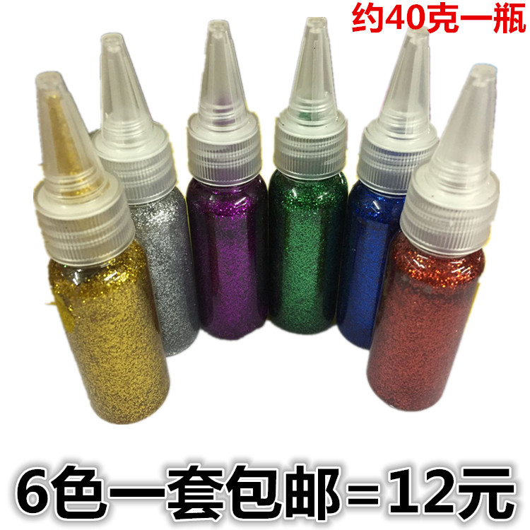 6 bottles of glitter glue sparkling glue color powder rubber gold powder silver powder silver powder color glue pen 6 color
