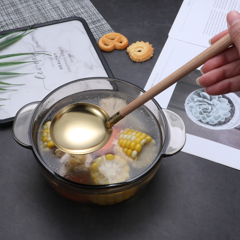 304 stainless steel large spoon household large spoon large spoon long handle deep hot pot spoon large colander for soup porridge