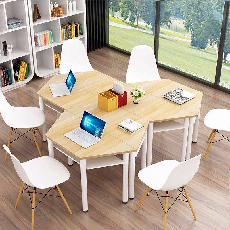 Trapezoidal splicing table group training table and chair training institution reading room reading table classroom table and chair art painting table