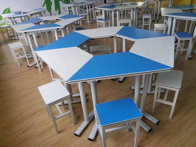 Classroom desk hexagonal desk student remedial class desks and chairs training meeting mobile octagonal splicing table