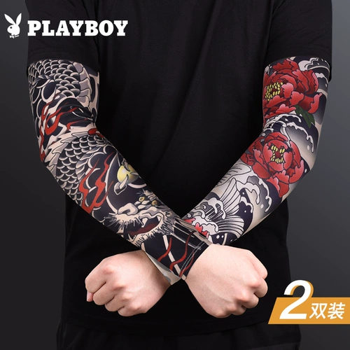 Playboy, татуировка, мужские шелковые нарукавники, защита от солнца