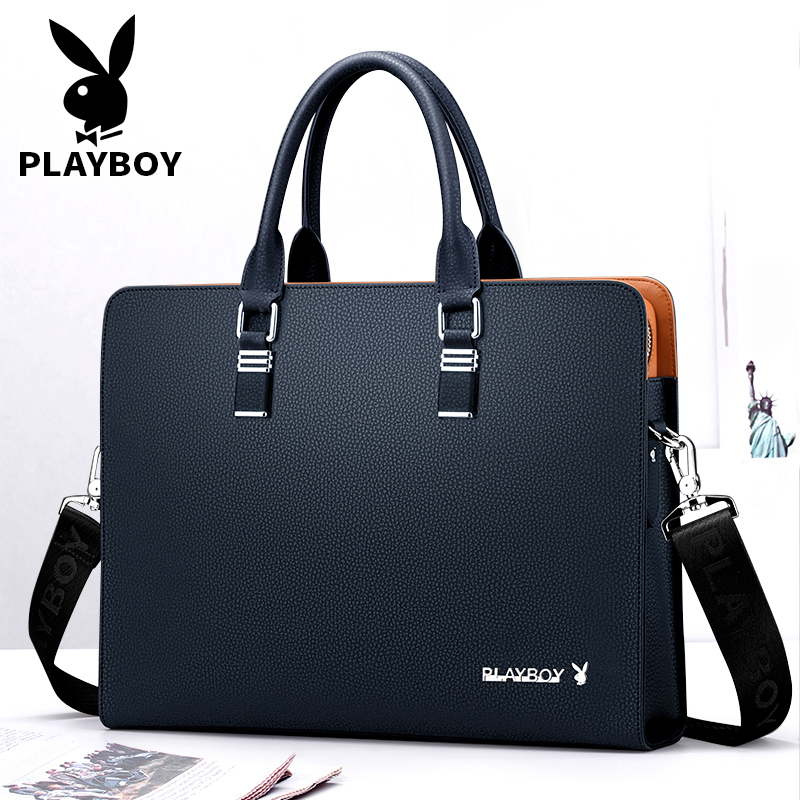 Playboy Genuine Leather Men's Bag, Casual Handbag, Business Shoulder Bag, Briefcase, Men's Bag, Trendy Brand Crossbody Bag