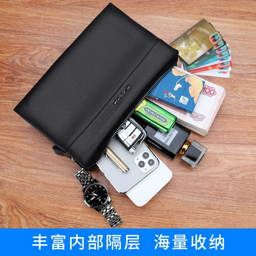 Playboy, кожаная сумка с петлей на руку, вместительная и большая маленькая сумка клатч с молнией, воловья кожа, из натуральной кожи